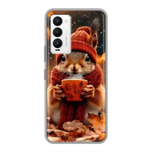 Друкований чохол 'Звірята з кавою' для Tecno Camon 18 / Camon 18P (Білка з кавою)