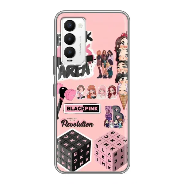 Чехол с рисунком «BLACK PINK коллаж» для TECNO Camon 18 / Camon 18P Чехол с рисунком «BLACK PINK коллаж» для TECNO Camon 18 / Camon 18P
