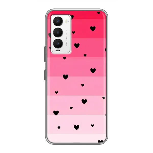 Чехол с рисунком «Чорные сердечки» для TECNO Camon 18 / Camon 18P Чехол с рисунком «Чорные сердечки» для TECNO Camon 18 / Camon 18P