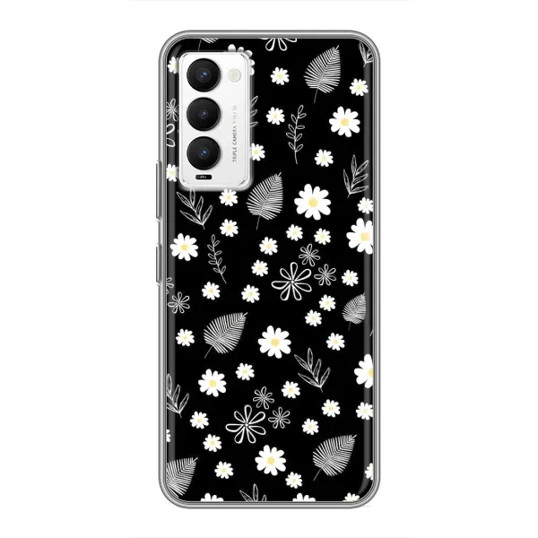 Чехол с рисунком «цветение на чорном» для TECNO Camon 18 / Camon 18P Чехол с рисунком «цветение на чорном» для TECNO Camon 18 / Camon 18P