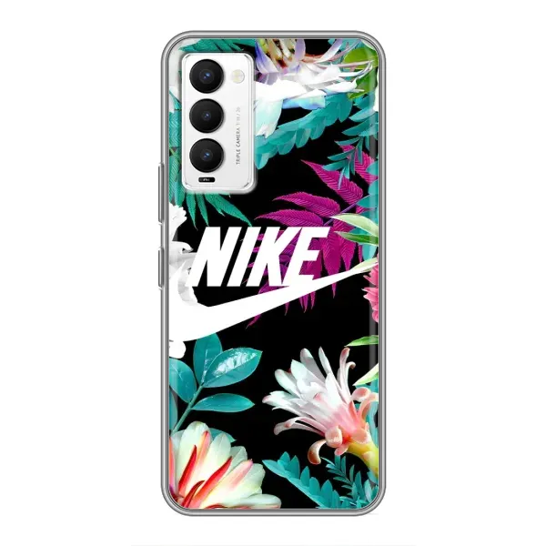Чехол с рисунком «Цветочный Nike» для TECNO Camon 18 / Camon 18P Чехол с рисунком «Цветочный Nike» для TECNO Camon 18 / Camon 18P