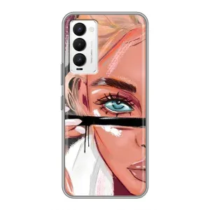 Силіконовый Чохол на Tecno Camon 18 / Camon 18P з картинкой Модных девушек (Дівчина та вії)