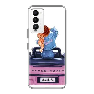 Силіконовый Чохол на Tecno Camon 18 / Camon 18P з картинкой Модных девушек (Дівчина на машині)