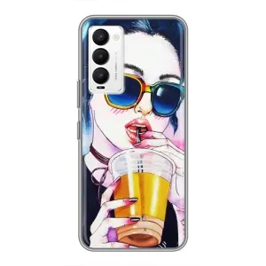 Чохол з картинкою Модні Дівчата Tecno Camon 18 / Camon 18P (Дівчина з коктейлем)