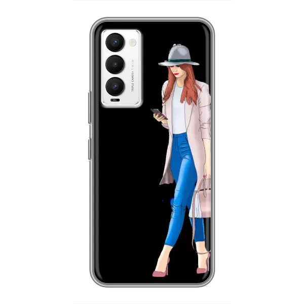 Чехол с рисунком «Девушка со смартфоном» для TECNO Camon 18 / Camon 18P