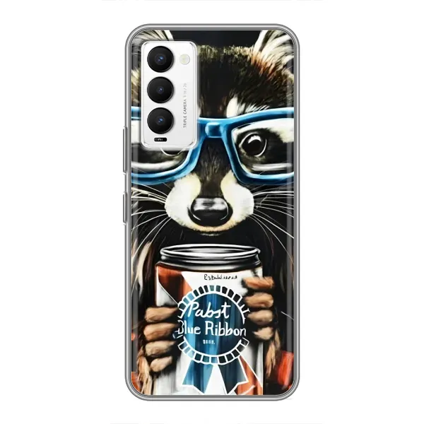 Чехол с рисунком «Енот в очках» для TECNO Camon 18 / Camon 18P Чехол с рисунком «Енот в очках» для TECNO Camon 18 / Camon 18P
