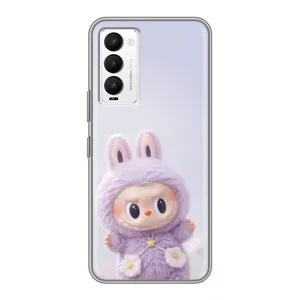 Чехол с принтом Лабубу для Tecno Camon 18 / Camon 18P (Фиолетовый Лабубу)