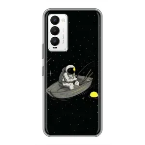 Силіконовый Чохол з принтом "Космонавти" на Tecno Camon 18 / Camon 18P (Космонавт на рибалці)