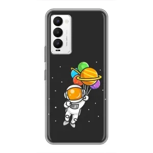 Силіконовый Чохол з принтом "Космонавти" на Tecno Camon 18 / Camon 18P (Космонавт з кульками)