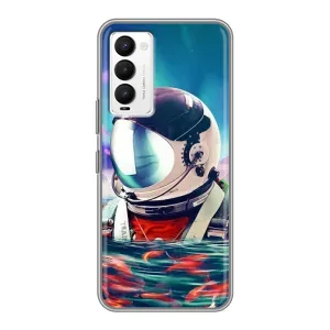 Силіконовый Чохол з принтом "Космонавти" на Tecno Camon 18 / Camon 18P (Космонавт у воді)