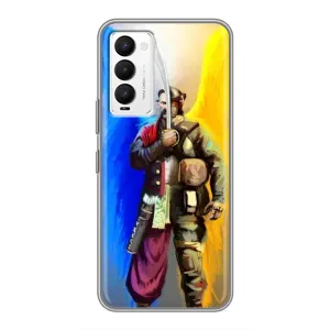 Чехол с картинкой (Патриотический КОЗАК) на Tecno Camon 18 / Camon 18P (Козак с крыльями)