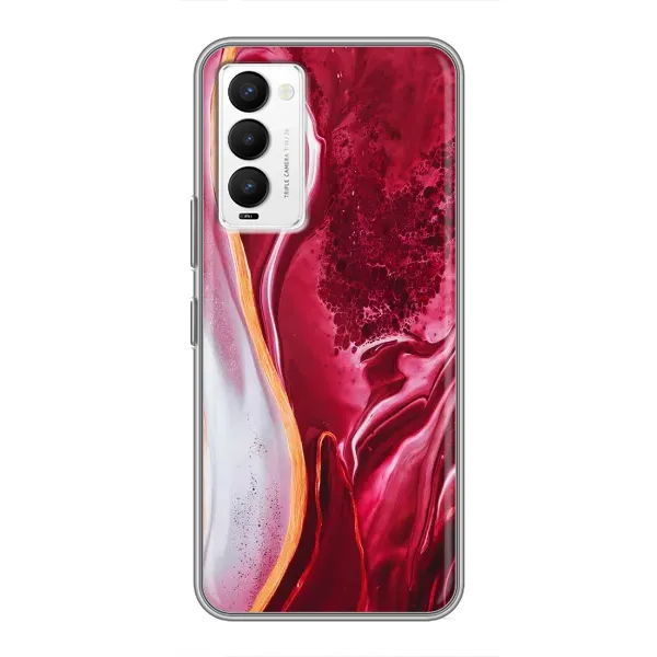 Чехол с рисунком «Красный мрамор» для TECNO Camon 18 / Camon 18P Чехол с рисунком «Красный мрамор» для TECNO Camon 18 / Camon 18P