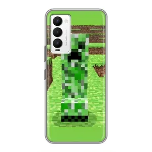 Чехлы для Tecno Camon 18 / Camon 18P (Персонажи Майн Крафт) (Крипер 2)