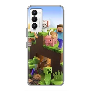Чехлы для Tecno Camon 18 / Camon 18P (Персонажи Майн Крафт) (Майн-крафт)