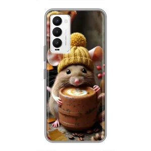 Печатный чехол «Зверята с кофе» для Tecno Camon 18 / Camon 18P (Мышка с кофе)