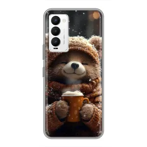 Друкований чохол 'Звірята з кавою' для Tecno Camon 18 / Camon 18P (Ведмедик з кавою)