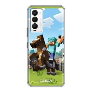 Чехлы для Tecno Camon 18 / Camon 18P (Персонажи Майн Крафт) (На коне)