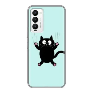 Силиконовый чехол с котиком для Tecno Camon 18 / Camon 18P (Падающий кот)
