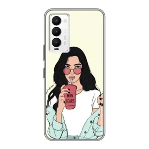 Силіконовый Чохол на Tecno Camon 18 / Camon 18P з картинкой Модных девушек (З напоєм)