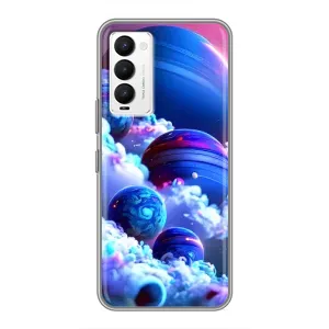 Чехлы КОСМОС для Tecno Camon 18 / Camon 18P (Синие планеты)