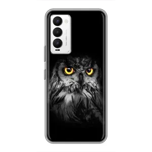 Чехлы с принтом СОВЫ для Tecno Camon 18 / Camon 18P (Сова на чёрном)