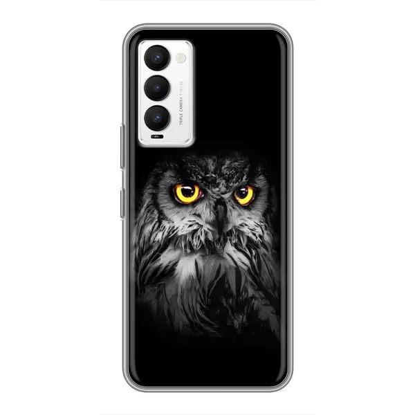 Чехол с рисунком «Сова на чёрном» для TECNO Camon 18 / Camon 18P Чехол с рисунком «Сова на чёрном» для TECNO Camon 18 / Camon 18P
