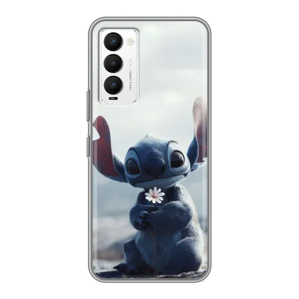 Чехол с рисунком «Стич с цветочком» для TECNO Camon 18 / Camon 18P