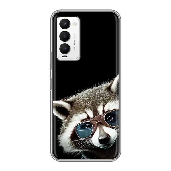 Чехол с рисунком «Стильный Енот» для TECNO Camon 18 / Camon 18P Чехол с рисунком «Стильный Енот» для TECNO Camon 18 / Camon 18P
