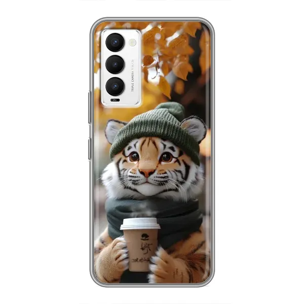 Чехол с рисунком «Тигр с кофе» для TECNO Camon 18 / Camon 18P Чехол с рисунком «Тигр с кофе» для TECNO Camon 18 / Camon 18P