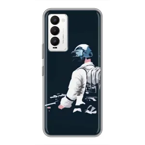 Силиконовый чехол с картинкой "Герой Pubg" на Tecno Camon 18 / Camon 18P (В экиперовке)