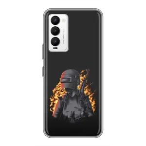 Силиконовый чехол с картинкой "Герой Pubg" на Tecno Camon 18 / Camon 18P (В огне)