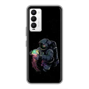 Силіконовый Чохол з принтом "Космонавти" на Tecno Camon 18 / Camon 18P (В руках земля)