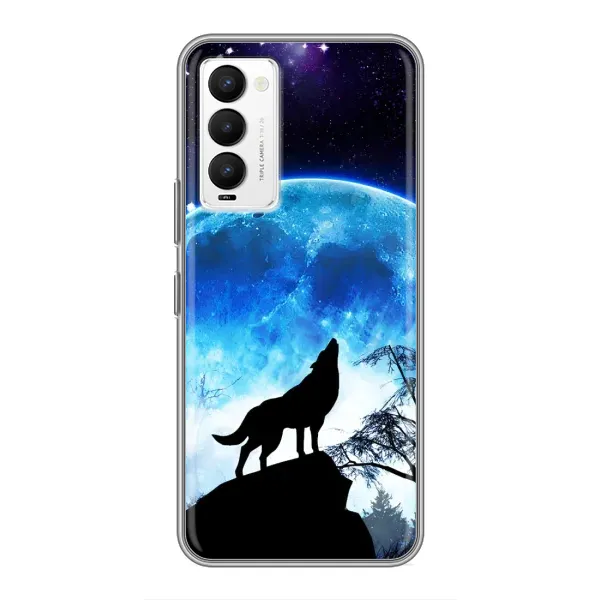 Чохол з малюнком «Виє на місяць» для TECNO Camon 18 / Camon 18P Чохол з малюнком «Виє на місяць» для TECNO Camon 18 / Camon 18P