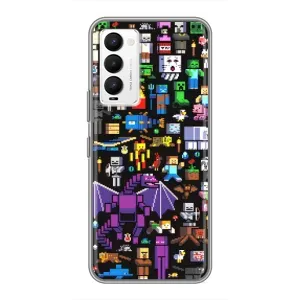 Чехол майнкрафт для Tecno Camon 18 / Camon 18P (Все персонажи)