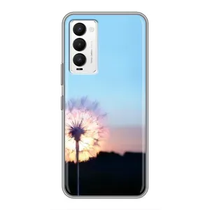 Силиконовый Чехол с одуванчиками на Tecno Camon 18 / Camon 18P (Закат с одуванчиком)