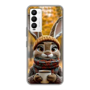 Друкований чохол 'Звірята з кавою' для Tecno Camon 18 / Camon 18P (Зайчик з кавою)