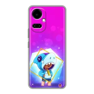Чехол Бравл Старс для TECNO Camon 19 (CI6n) / 19 Pro (CI8n) (Леон в костюме Акулы)