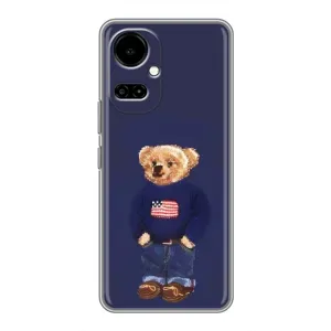 Чехлы Мишка Тедди для Техно Камон 19 / Камон 19 про (Мишка USA)
