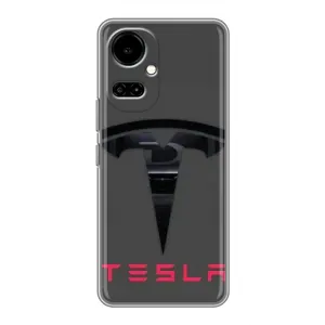 Силиконовый бампер с картинкой машины на TECNO Camon 19 (CI6n) / 19 Pro (CI8n) (Logo TESLA)