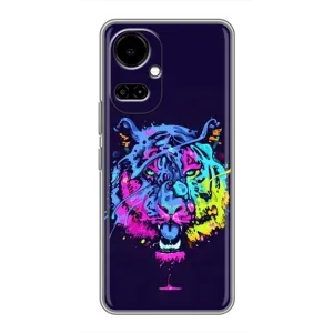 Силиконовый бампер с картинкой животных для TECNO Camon 19 (CI6n) / 19 Pro (CI8n) (Тигр-Арт)