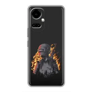 Силиконовый чехол с картинкой "Герой Pubg" на TECNO Camon 19 (CI6n) / 19 Pro (CI8n) (В огне)