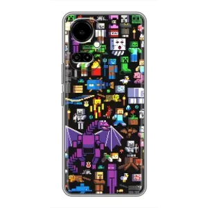 Чехол майнкрафт для TECNO Camon 19 (CI6n) / 19 Pro (CI8n) (Все персонажи)