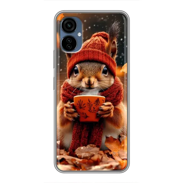Чехол с рисунком «Белка с кофе» для TECNO Camon 19 Neo Чехол с рисунком «Белка с кофе» для TECNO Camon 19 Neo