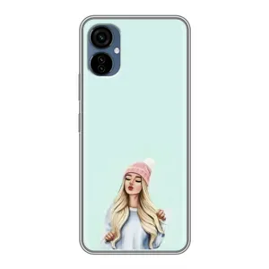 Силиконовый Чехол на TECNO Camon 19 Neo с картинкой Стильных Девушек (В шапке)