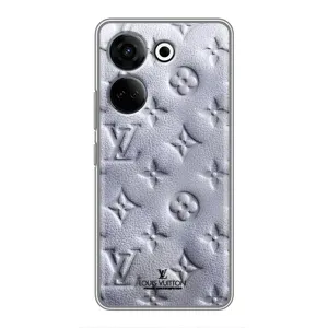 Текстурный Чехол Louis Vuitton для Техно Камон 20 про (Белый ЛВ)