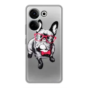 Чехол (ТПУ) Милые собачки для Tecno Camon 20 Pro (Бульдог в очках)