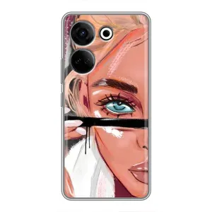 Силиконовый Чехол на Tecno Camon 20 Pro с картинкой Стильных Девушек (Девушка и ресницы)
