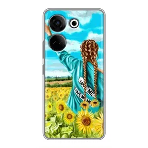 Чехол Стильные девушки на Tecno Camon 20 Pro (Девушка на поле)