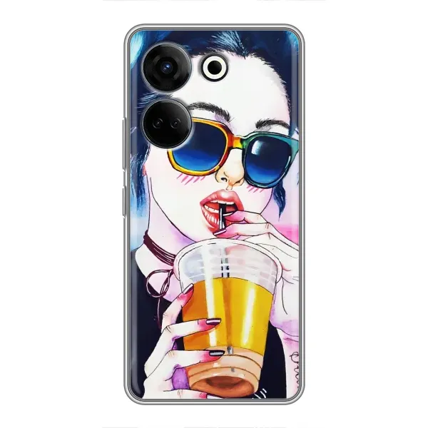 Чехол с рисунком «Девушка с коктейлем» для TECNO Camon 20 Pro Чехол с рисунком «Девушка с коктейлем» для TECNO Camon 20 Pro