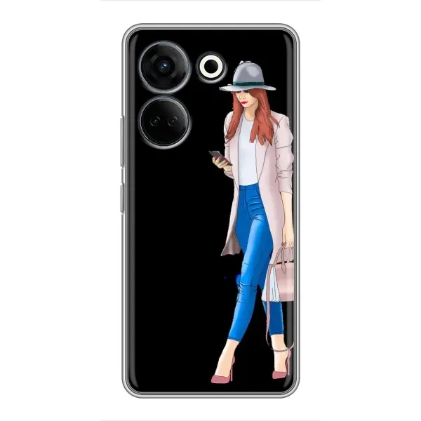 Чехол с рисунком «Девушка со смартфоном» для TECNO Camon 20 Pro Чехол с рисунком «Девушка со смартфоном» для TECNO Camon 20 Pro